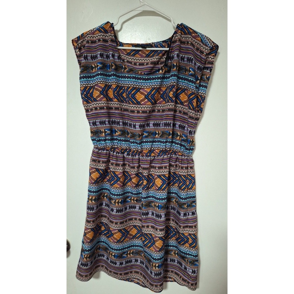 City Triangles Women's Dress Large Aztec Tribal‎ Geometric Cinch Waist Casual